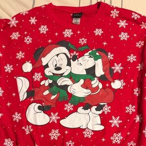 Disney Red Holiday Sweatshirt with Mickey and Minnie